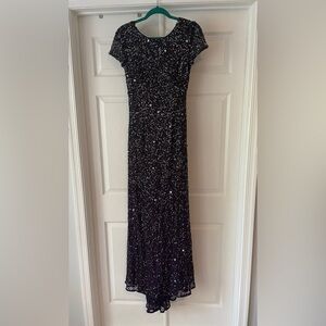 Adrianna Papell Purple Sequin Maxi Dress